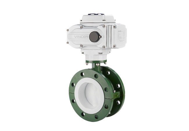 vincer Electric flanged Fluorine Lining Butterfly Valves
