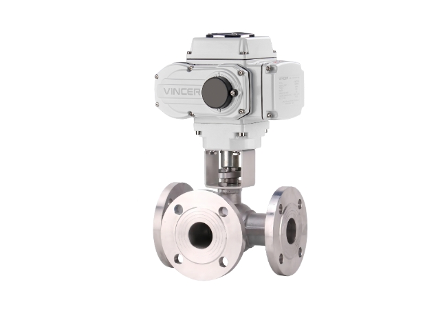 vincer electric 3-way flanged ball valve-1