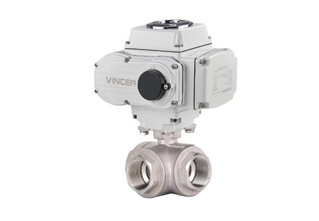 vincer electric 3-way threaded ball valve